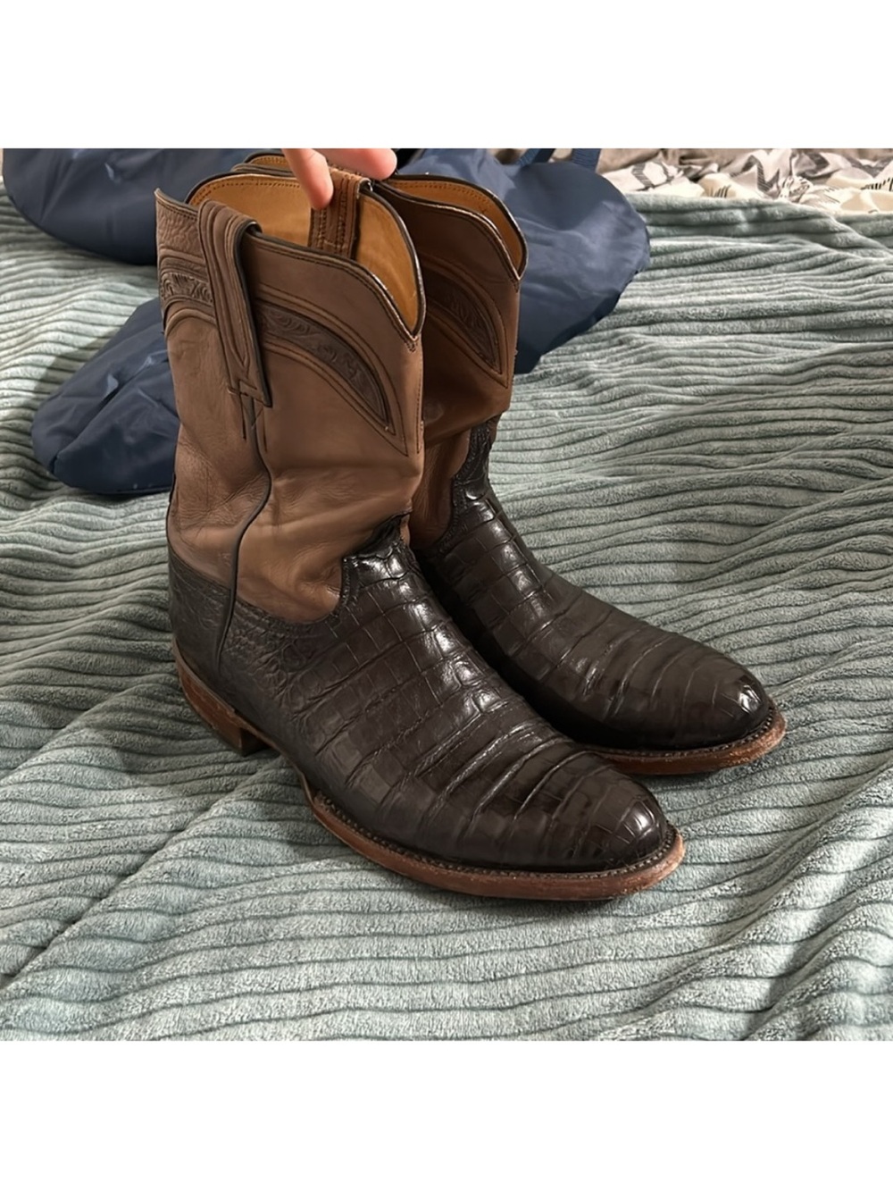 Vintage Lucchese Bootmaker Wilson Caiman Roper Boots
